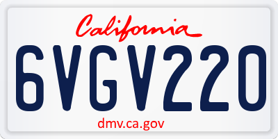 CA license plate 6VGV220