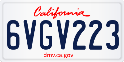 CA license plate 6VGV223