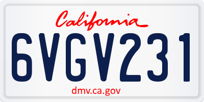 CA license plate 6VGV231