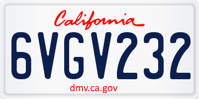 CA license plate 6VGV232