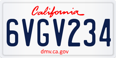 CA license plate 6VGV234