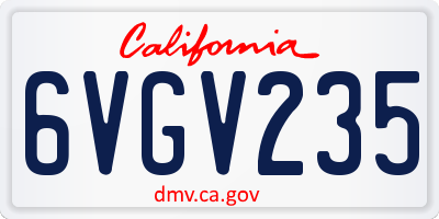 CA license plate 6VGV235