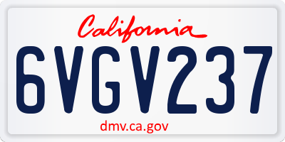 CA license plate 6VGV237