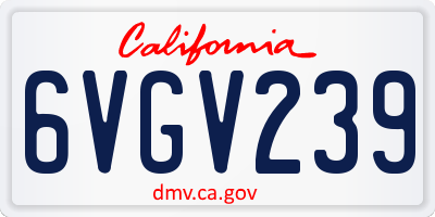 CA license plate 6VGV239