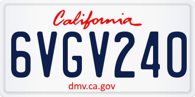 CA license plate 6VGV240