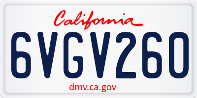 CA license plate 6VGV260