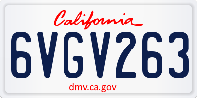 CA license plate 6VGV263