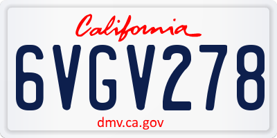 CA license plate 6VGV278