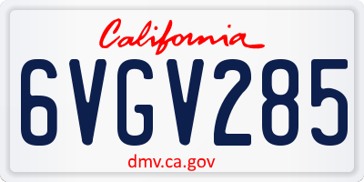 CA license plate 6VGV285