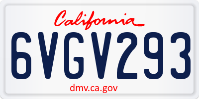 CA license plate 6VGV293