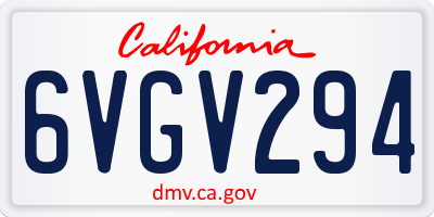CA license plate 6VGV294