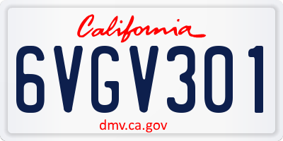 CA license plate 6VGV301