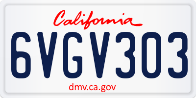 CA license plate 6VGV303