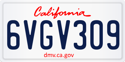 CA license plate 6VGV309