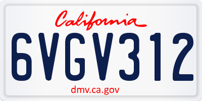 CA license plate 6VGV312