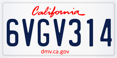 CA license plate 6VGV314
