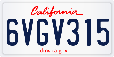 CA license plate 6VGV315
