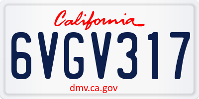 CA license plate 6VGV317