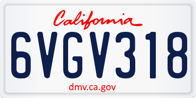 CA license plate 6VGV318