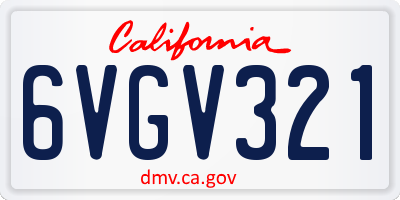 CA license plate 6VGV321