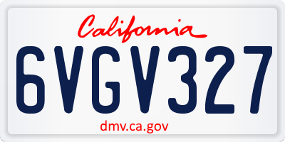 CA license plate 6VGV327