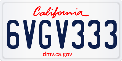 CA license plate 6VGV333