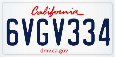 CA license plate 6VGV334