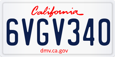 CA license plate 6VGV340