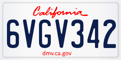 CA license plate 6VGV342