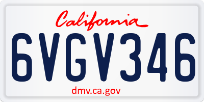CA license plate 6VGV346