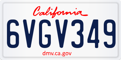 CA license plate 6VGV349