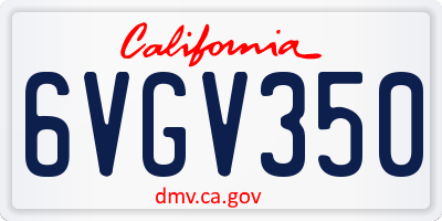 CA license plate 6VGV350
