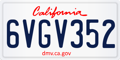 CA license plate 6VGV352