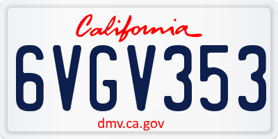 CA license plate 6VGV353