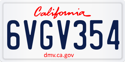 CA license plate 6VGV354