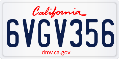 CA license plate 6VGV356