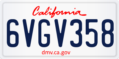 CA license plate 6VGV358