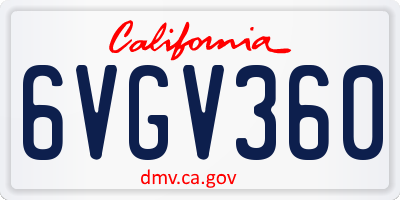 CA license plate 6VGV360