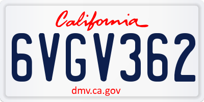 CA license plate 6VGV362