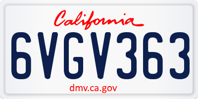 CA license plate 6VGV363