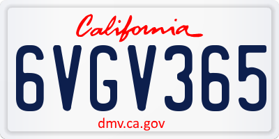 CA license plate 6VGV365