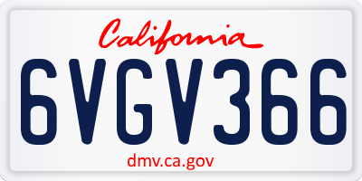 CA license plate 6VGV366