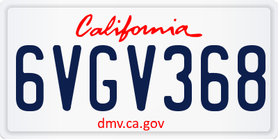 CA license plate 6VGV368