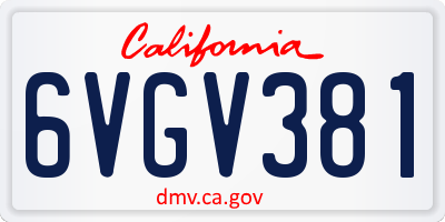 CA license plate 6VGV381