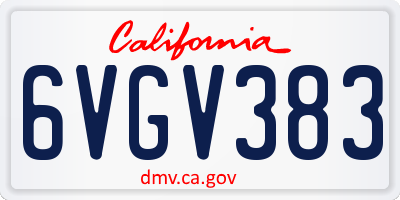 CA license plate 6VGV383
