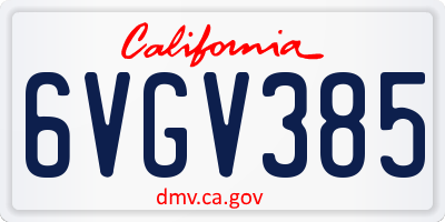 CA license plate 6VGV385