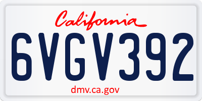 CA license plate 6VGV392