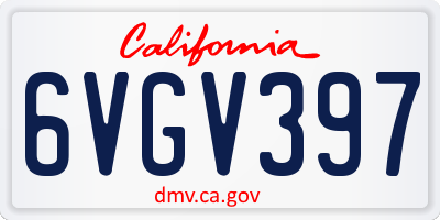 CA license plate 6VGV397