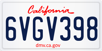 CA license plate 6VGV398