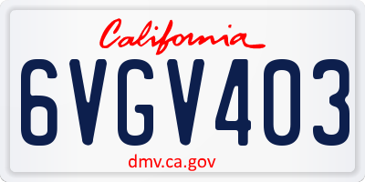 CA license plate 6VGV403
